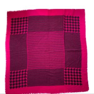 Patterned Pink and Black Square Scarf